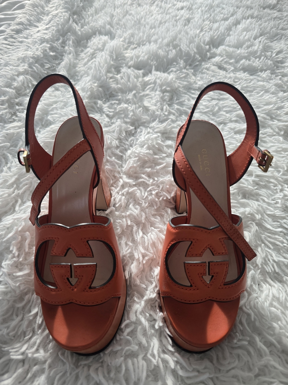 Gucci Orange Leather Heels